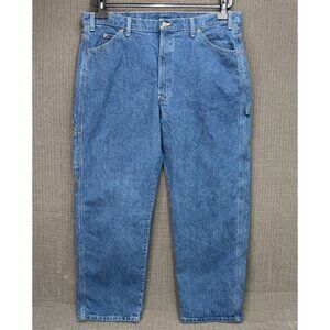 Dickies Mens Size 40x30 Blue Relaxed Fit Denim Carpenter Jeans Durable Workwear